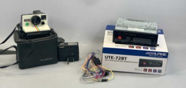 BOXED ALPINE UTE-72BT CAR RADIO & CASED POLAROID 1000 LAND CAMERA WITH ALFON PR-50/A FLASH UNIT