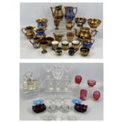 VICTORIAN COPPER LUSTRE, COLOURFUL ORNAMENTAL GLASSWARE, DRINKING GLASSWARE ETC, lot include 20+