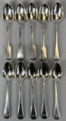 GEORGE IV & VICTORIAN MONOGRAMMED TEASPOONS (6+4) London 1823, John Harris IV and Exeter 1857,