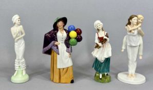 FOUR ROYAL DOULTON FIGURES, comprising 'Piggyback' HN5481, boxed, 'Lizzie' HN2749, 'Modesty'