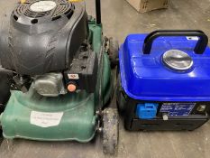 NUPOWER 21KG PETROL GENERATOR & FPLMP99 PETROL LAWN MOWER, 36cms H, 35cms W, 31cms D and 127cms L,