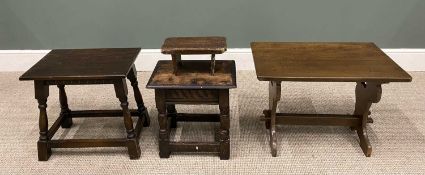 FOUR OCCASIONAL FURNITURE ITEMS, lot comprises a small rustic pine footstool, 14.5cms H, 30cms W,