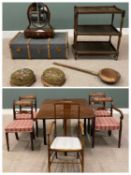 ANTIQUE & VINTAGE FURNITURE PARCEL to include wooden banded steamer trunk - 32cms H, 90.5cms W, 51.