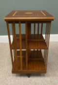 REPRODUCTION MAHOGANY REVOLVING BOOKCASE with Sheraton type fan inlay and satinwood banding to the