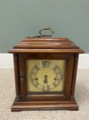 FRANZ HERMLE REPRODUCTION MAHOGANY BRACKET CLOCK, having a gilt foliate embossed dial set with