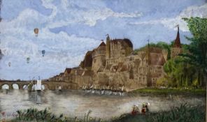 EDWARD WILLIAM COOKE RA (British, 1811-1880) watercolour - continental harbour view with bridge