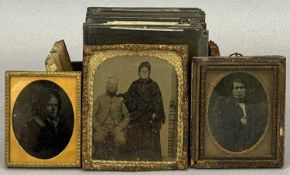 THREE DAGUERREOTYPE PHOTOGRAPHS IN FRAMES, together with a number of glass slides Provenance:
