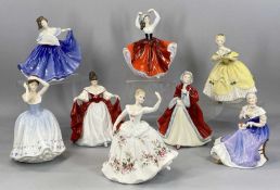 EIGHT ROYAL DOULTON FIGURINES, 'Sheila' HN2742, 'Shirley' HN2702, 'Happy Anniversary' HN3902, 'The