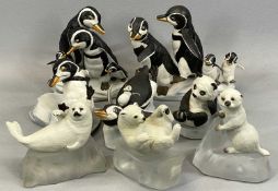 H EMBLEM FOR THE FRANKLIN MINT HAND PAINTED PORCELAIN PENGUIN GROUPS 'Walk This Way', 18cms H, 'We