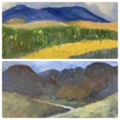 SEIRIOL DAVIES (British, 20th Century) two oils on boards - titled verso 'A470 Bannau