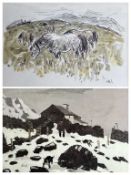 SIR KYFFIN WILLIAMS OBE RA (British, 1918-2006) promotional card / printed cards / prints x two -