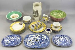 VICTORIAN CREAMWARE PITCHER TRANSFER DECORATED PANEL, 'Another Quart and Then', 24cms H,