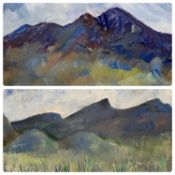 SEIRIOL DAVIES (British, 20th Century) oils on board x two - titled verso 'Pen y Fan, Brecon