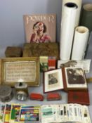 VICTORIAN TOOLED RED LEATHER PHOTOGRAPH ALBUM with gilded clasp, containing portraits, 14cms H x