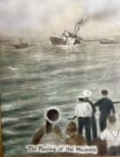 EARLY 20TH CENTURY highlighted photograph / print - 'The Passing of the Majestic', 49.5 x 38cms