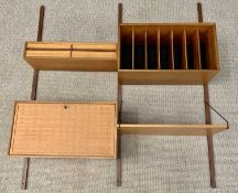 MID CENTURY DANISH TEAK WALL UNIT BY POUL CADOVIUS FOR CADO comprising three wall bars with mounting