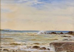 JOHN SINCLAIR (active 1871-1922) watercolour - depicting gulls over a rocky shore, signed lower