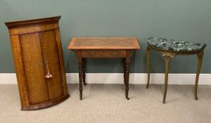 THREE ITEMS OF ANTIQUE & LATER FURNITURE, comprising a reproduction oak bow front two-door wall