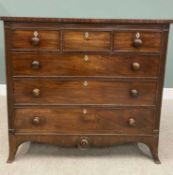 MID 19TH CENTURY MAHOGANY CHEST OF THREE SHORT OVER THREE LONG OAK LINED DRAWERS having cockbeaded