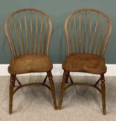 PAIR OF REPRODUCTION HOOP BACK CRINOLINE STRETCHER CHAIRS, having turned back spindles and shaped