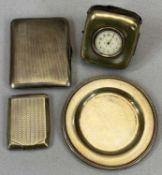 HALLMARKED SMALL SILVER GROUP comprising George V rectangular silver cigarette case, engine turned