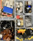 PHOTOGRAPHY EQUIPMENT: LARGE SELECTION OF LENS FILTERS, HOODS, CAPS, STRAPS, LIGHTMETERS ETC