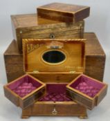 RECTANGULAR MAHOGANY TRINKET BOX with hinged cover, 36cms H, rosewood trinket box with steel