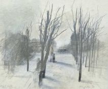 JOHN MACFARLANE mixed media - entitled 'Paris', 50 x 67cms Comments: framed and glazed in black