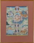 Tibetanischer Thangka ¨Fünf Manifestationen des Bodhisattvas Manjushris¨
