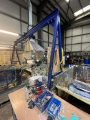 Bolted Section Steel A-Frame Lifting Gantry, approx. 2.8m high, approx. 5.2m wide, with 1 tonne