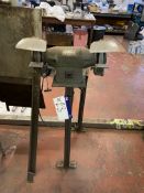 KEF-Motor Double Ended Grinder, on fabricated steel stand, serial no. 103662921, three phase