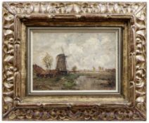 Schilhabel, Josef: Flusslandschaft mit Windmühle
