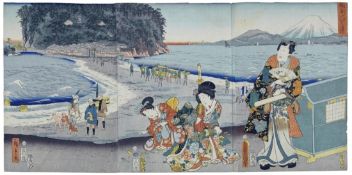 Utagawa Hiroshige II. und Utagawa Kunisada: Triptychon 