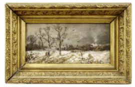 Stademann, Adolf: Winterlandschaft mit Bauern auf dem Heimweg ins Dorf