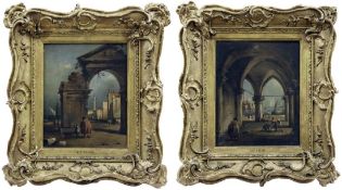 Paar venezianische Capriccios, Italienische Schule des 18./19. Jh. in der Nachfolge von Guardi