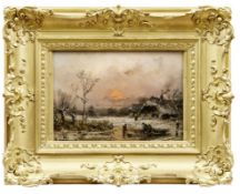 Stademann, Adolf: Winterlandschaft mit Sonnenuntergang