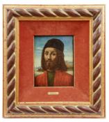 Bildnis eines bärtigen jungen Mannes mit Kappe, Venezianische Schule, um 1490-1510