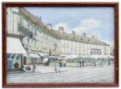 Zach, Ferdinand: Straßenzug mit Blumenmarkt
