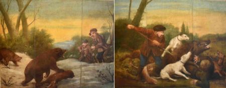 Zwei große Jagdbilder, 19. Jh.