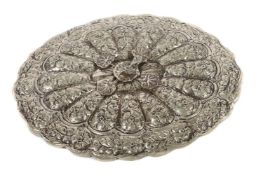 Ovaler Handspiegel mit Pfauenknauf