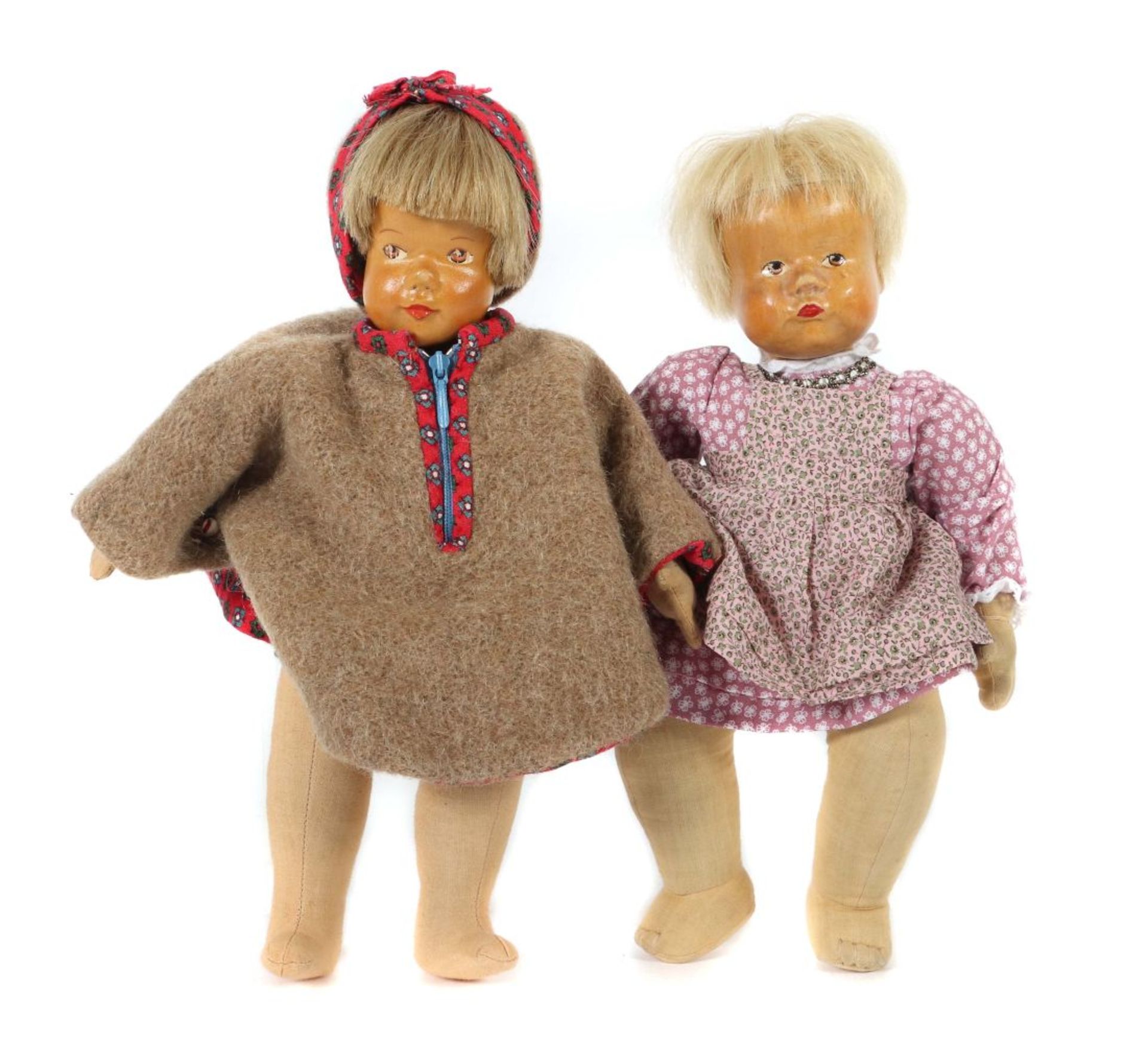 2 Holzkopf-Puppen Krahmer, ca.