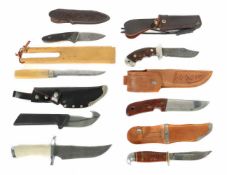 Drei Messer mit Damaszenerklinge und