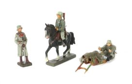 3 Soldaten Lineol, Masse, bemalt, 1x