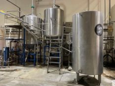 25 BBL Brewhouse, Mash Tun, Lauter Tun, Hot Liquor Tank, Bell & Gossett Shell / Tube Heat Exchanger