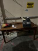 Table with Sharp XE-A22S Cash Register