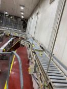 Ceiling Mounted Roller Conveyor with 3 Chutes