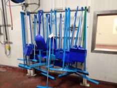 Lot of Assorted Brooms and Dustbins