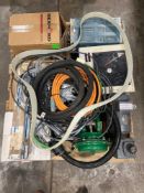 pallet of wires, motors, and computer parts