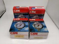 (4) CSE Industrial Stainless Steel Pressure Gauges 11 Bar