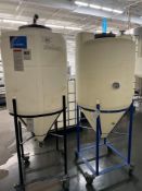 (2) Ace Roto-Mold 100 gallon plastic mixing tanks